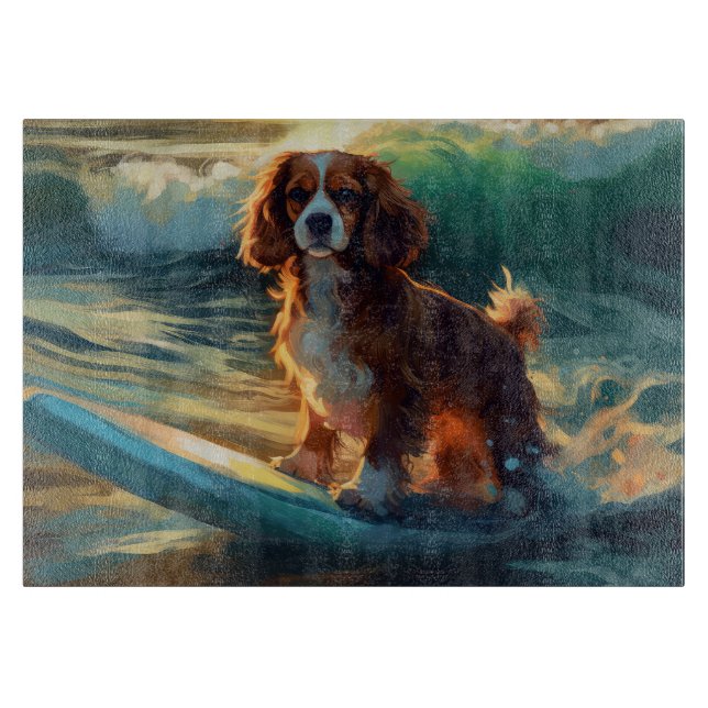 Planche À Découper Cavalier King Beach Surf Peinture (Devant)