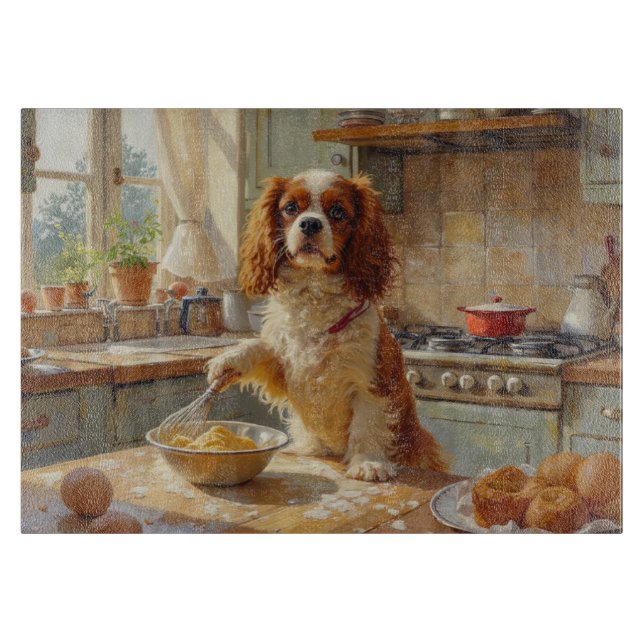 Planche À Découper Cavalier King Charles Spaniel Cooking in Kitchen (Devant)