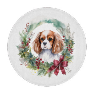 Planche À Découper Cavalier King Christmas Wreath Festive Pup
