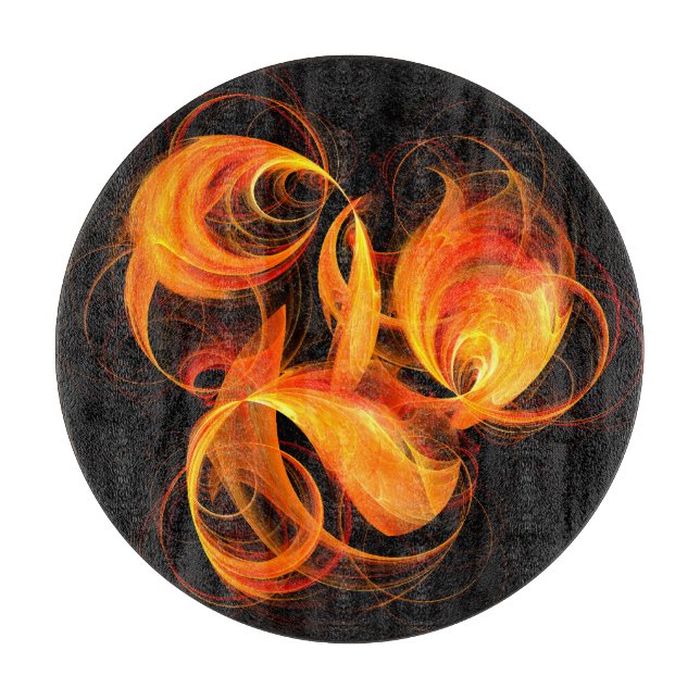 Planche À Découper Cercle d'art Abstrait Fireball (Devant)