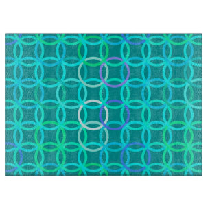 Planche À Découper Cercles modernes du milieu du siècle, turquoise et