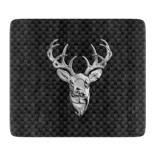 Planche À Découper Cerf d'argent sur le décor de fibre de carbone