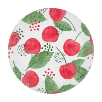 Planche À Découper Cerise Berries Vintage, Aquarelle Sans Fil.