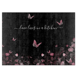 Planche À Découper Champ de fleurs avec papillons 