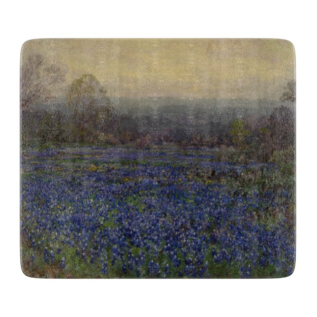 Planche À Découper Champ de fleurs de bleuets (paysage rural) (Devant)