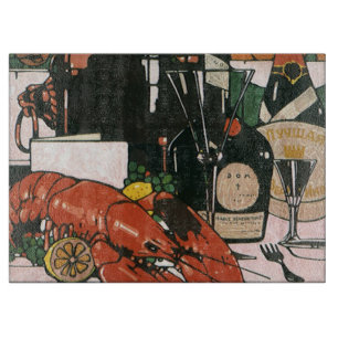 Planche À Découper Champagne de homard vintage; Fête élégante et chic