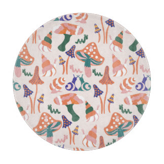 Planche À Découper Champignons d'automne, design coloré et transparen