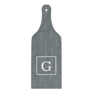 Planche À Découper Charcoal Gray White Framed Initial monogram