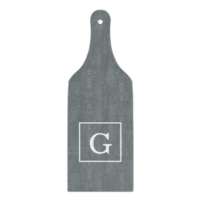Planche À Découper Charcoal Gray White Framed Initial monogram (Devant)