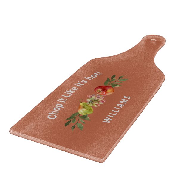 Planche À Découper Charcuterie Personnalisée Terracotta Nom de famill (Coin)