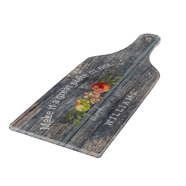 Planche À Découper Charcuterie personnalisée Wood Grey Nom de famille (Coin)