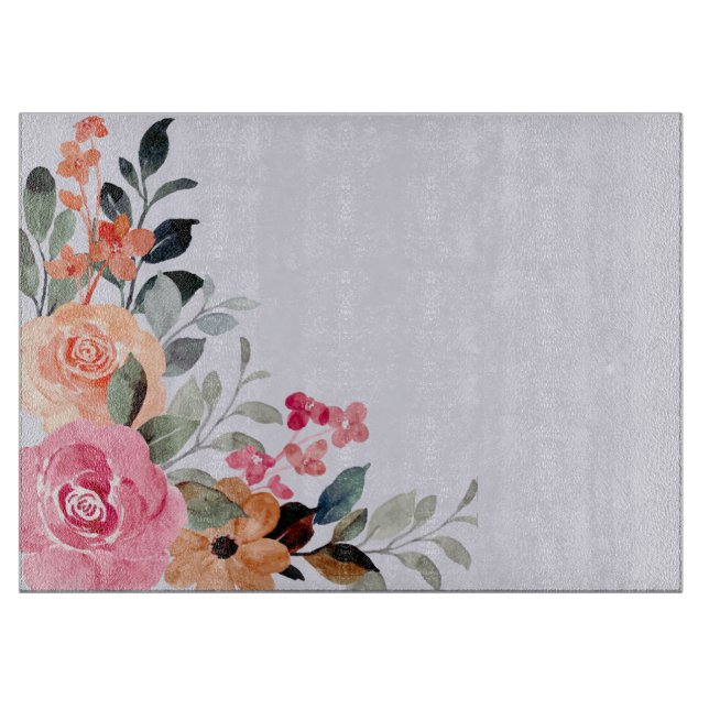 Planche À Découper Chardon et aquarelle Bouquet floral (Devant)