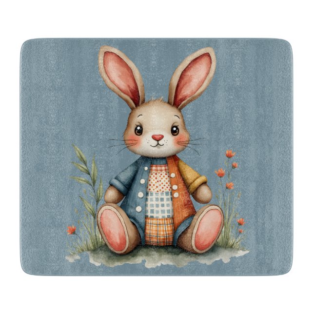 Planche À Découper Chariot de lapin de chaume en gros bois (Devant)