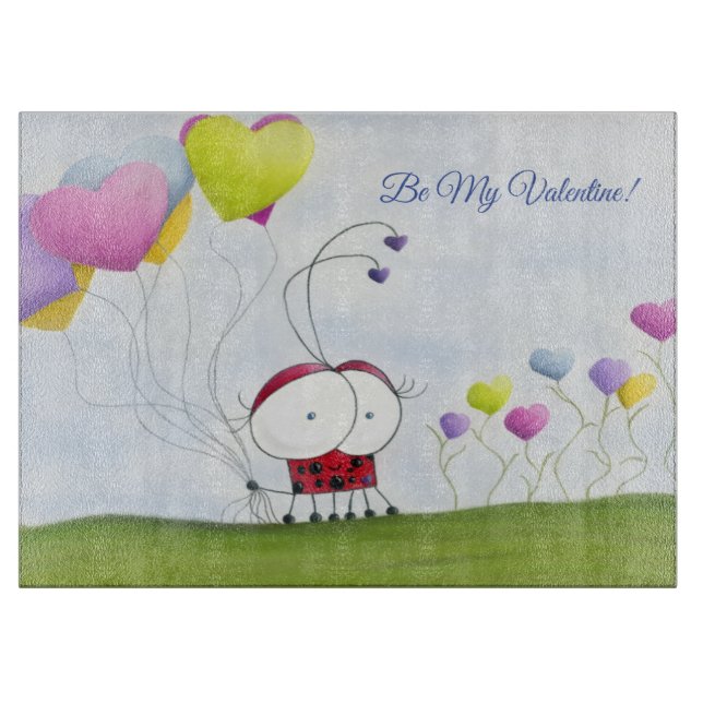 Planche À Découper Charmante coccinelle aux ballons colorés (Devant)