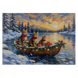 Planche À Découper Chat Bengal Noël Bateau Fêtes