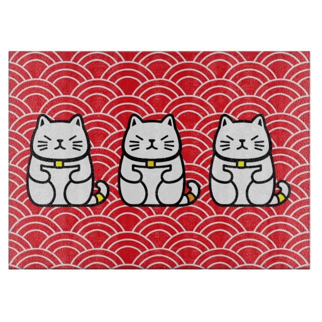 Planche À Découper Chat chanceux japonais ou Maneki-Neko (Devant)