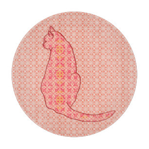 Planche À Découper Chat japonais - Coral Orange Batik