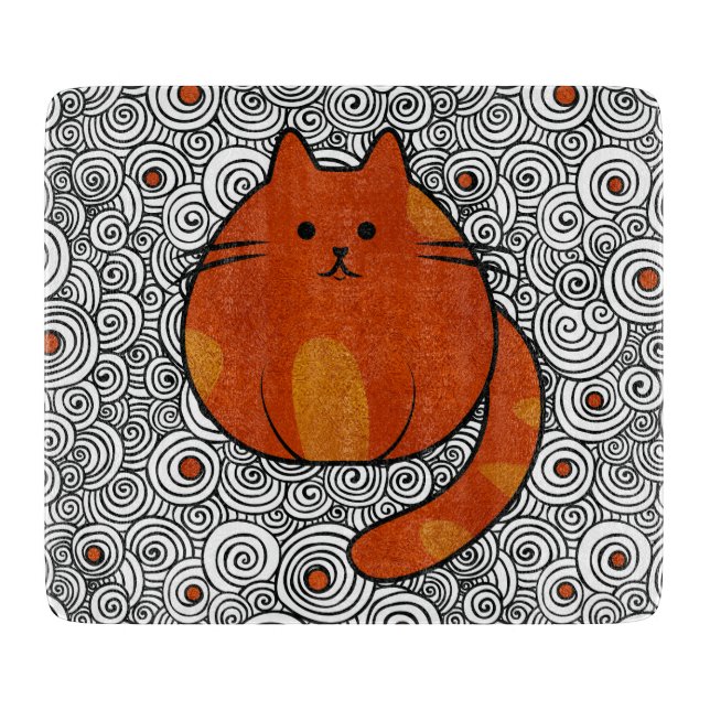 Planche À Découper Chat mignon de gingembre - verre souillé et remous (Devant)