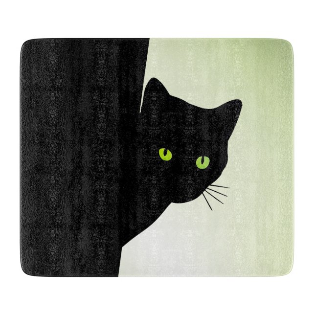Planche À Découper Chat noir à oreille verte (Devant)