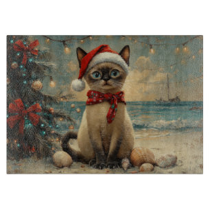 Planche À Découper Chat siamois Noël Vintage Plage