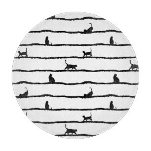 Planche À Découper Chat Silhouette rayures Abstrait main tiré Motif