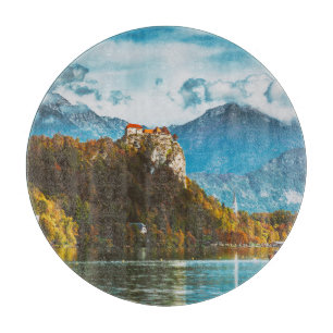 Planche À Découper Château de Bled : Vue sur la falaise slovène.