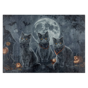 Planche À Découper Chats Bleus Russes Halloween Effrayant