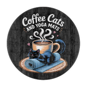 Planche À Découper Chats Café et Tapis de Yoga Yoga de Chat Drôle