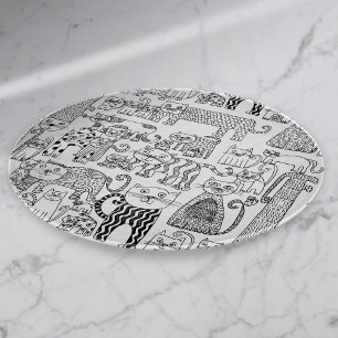 Planche À Découper Chats et chatons noirs et blancs amusants