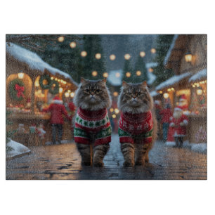 Planche À Découper Chats Persans Noël Neige Fêtes