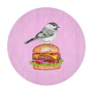 Planche À Découper Cheeseburger Oiseau Noir Capped Chickadee Rose