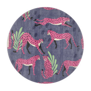 Planche À Découper Cheetahs exotiques : motif vintage coloré.