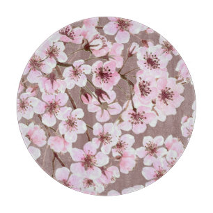 Planche À Découper Cherry Blossom Branches Motif aquarelle