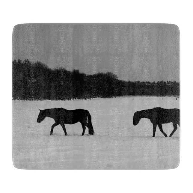 Planche À Découper Chevaux Sur La Neige Cbcna (Devant)