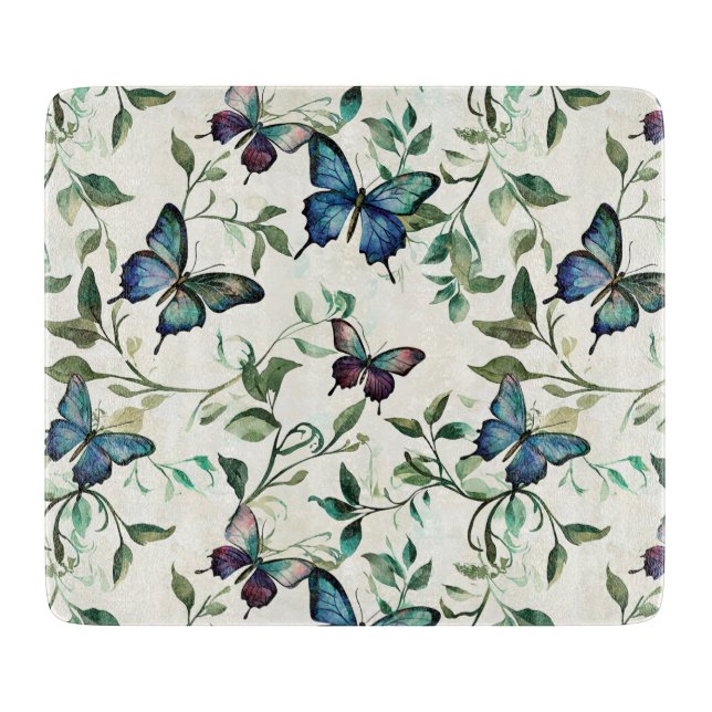 Planche À Découper Chic Papillons Bleus Romantiques Baby Shower (Devant)