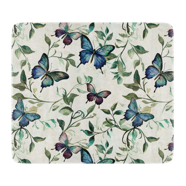 Planche À Découper Chic Romantique Papillons Bleus Baby Shower (Devant)