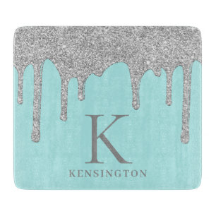 Planche À Découper Chic Turquoise Argent Étincelle Parties scintillan