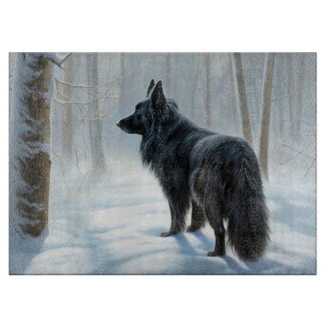 Planche À Découper Chien à neiger belge Noël (Devant)