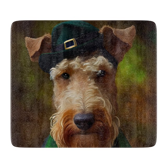 Planche À Découper chien airedale à la St. Patrick's Day (Devant)