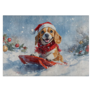 Planche À Découper Chien beagle dans la boue Laisser il neige Noël