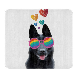 Planche À Découper Chien berger allemand avec coeur Saint-Valentin