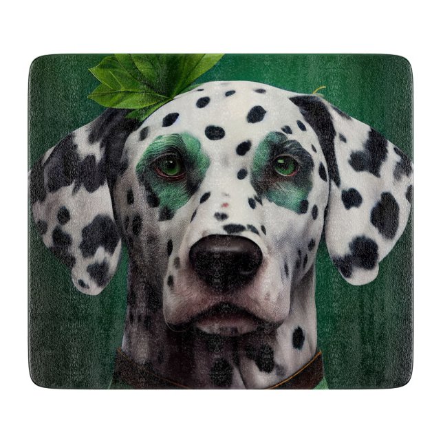 Planche À Découper Chien dalmate en tenue de la Saint Patrick (Devant)