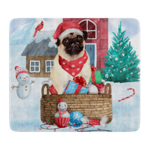 Planche À Découper Chien de carlin dans la neige Maison de Chien de N