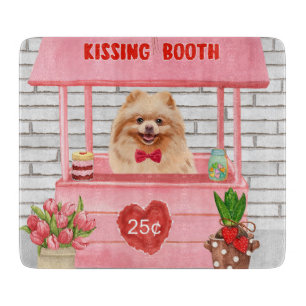 Planche À Découper Chien de Poméranie Valentine's Day Kissing Booth