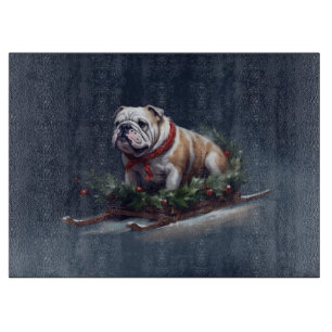 Planche À Découper Chien de taureau neige hiver