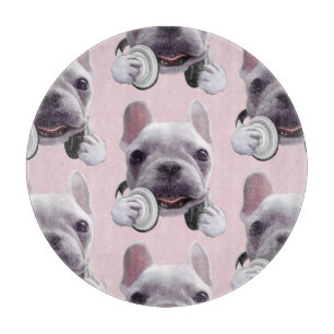 Planche À Découper Chien de taureaux français avec casque Illustratio