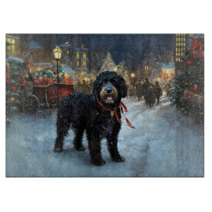 Planche À Découper Chien d'eau portugais période de fêtes de Noël