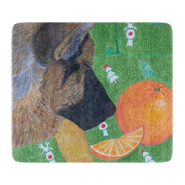 Planche à découper chien et orange (Devant)