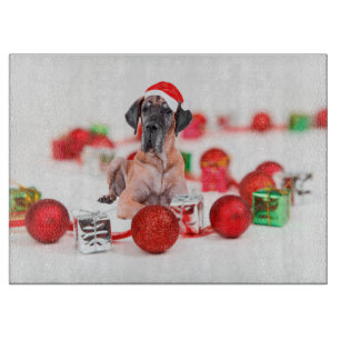 Planche À Découper Chien Great Dane Mignon Chapeau de Noël de Père No