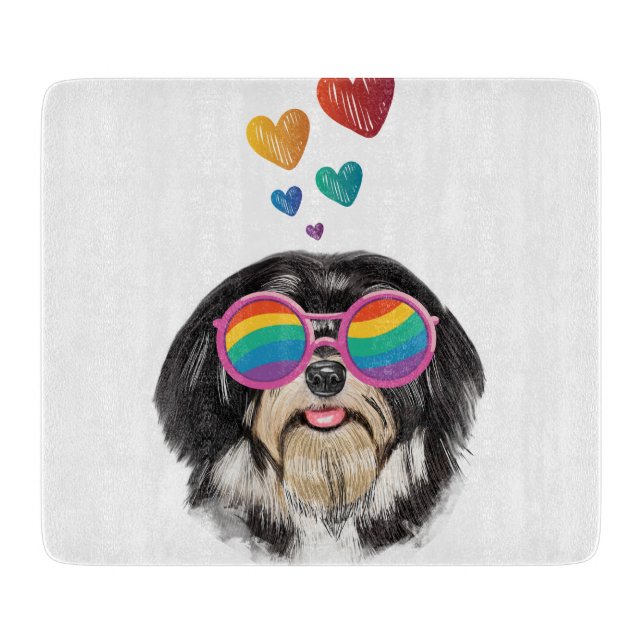 Planche À Découper Chien Havanais avec coeur Saint Valentin (Devant)